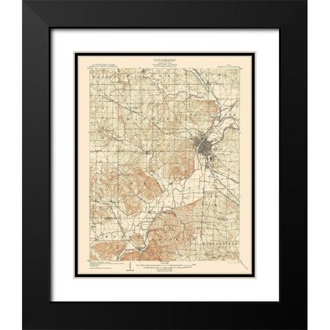 Hamilton Ohio Quad - USGS 1905 Black Modern Wood Framed Art Print with Double Matting by USGS