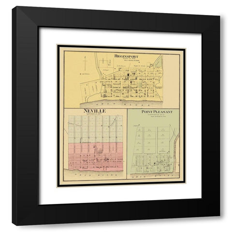 Higginsport Neville Point Pleasant Ohio Landowner Black Modern Wood Framed Art Print with Double Matting by Hayes