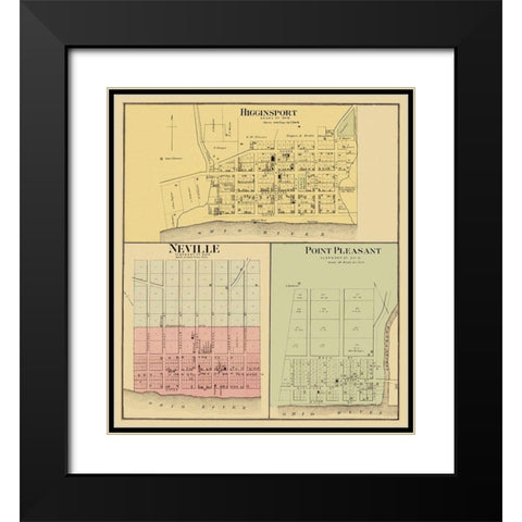 Higginsport Neville Point Pleasant Ohio Landowner Black Modern Wood Framed Art Print with Double Matting by Hayes