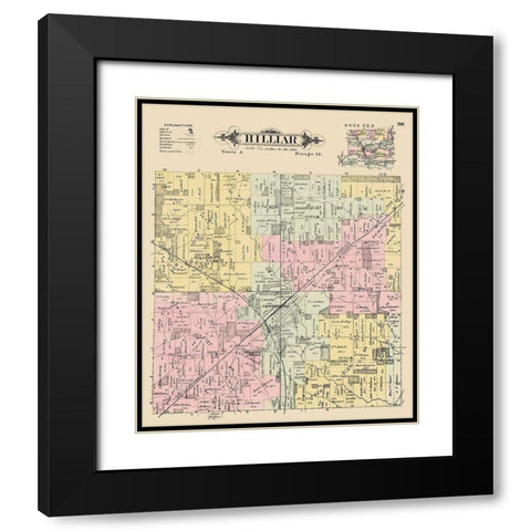 Hilliar Ohio Landowner - Caldwell 1896 Black Modern Wood Framed Art Print with Double Matting by Caldwell