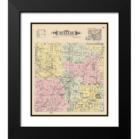 Hilliar Ohio Landowner - Caldwell 1896 Black Modern Wood Framed Art Print with Double Matting by Caldwell