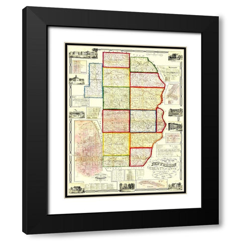 Jefferson Ohio Landowner - Lee 1856 Black Modern Wood Framed Art Print with Double Matting by Lee