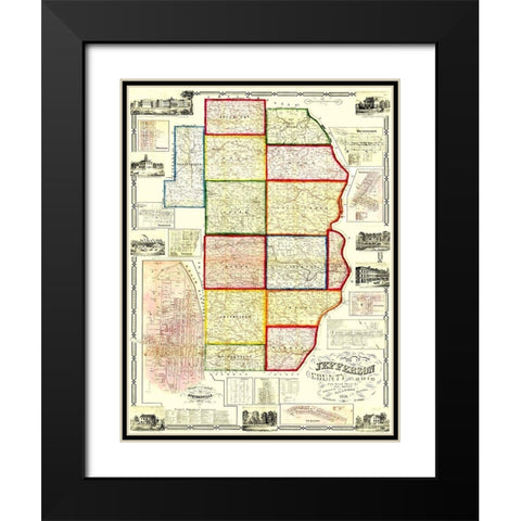 Jefferson Ohio Landowner - Lee 1856 Black Modern Wood Framed Art Print with Double Matting by Lee
