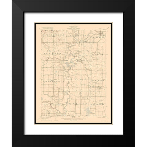 Jefferson Ohio Quad - USGS 1907 Black Modern Wood Framed Art Print with Double Matting by USGS