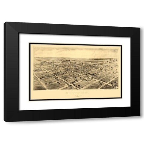 Jefferson Ohio - Fowler 1901 Black Modern Wood Framed Art Print with Double Matting by Fowler