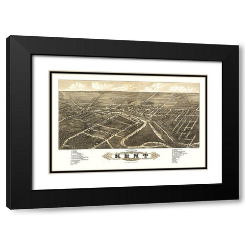 Kent Ohio - Stoner 1882 Black Modern Wood Framed Art Print with Double Matting by Stoner