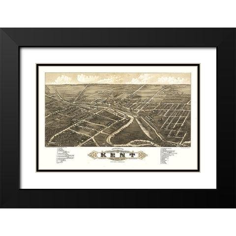 Kent Ohio - Stoner 1882 Black Modern Wood Framed Art Print with Double Matting by Stoner
