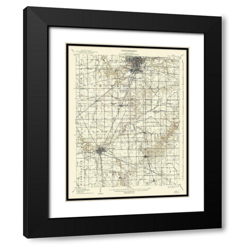Lima Ohio Quad - USGS 1906 Black Modern Wood Framed Art Print with Double Matting by USGS