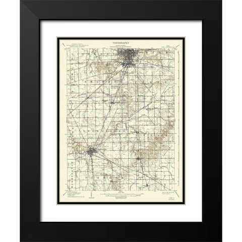 Lima Ohio Quad - USGS 1906 Black Modern Wood Framed Art Print with Double Matting by USGS