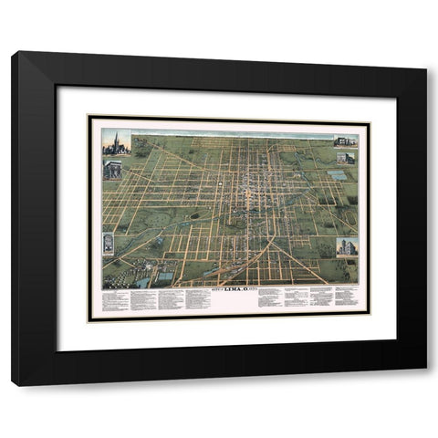 Lima Ohio - Buckingham 1892 Black Modern Wood Framed Art Print with Double Matting by Buckingham