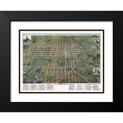 Lima Ohio - Buckingham 1892 Black Modern Wood Framed Art Print with Double Matting by Buckingham