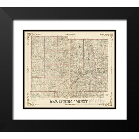 Licking County Ohio - Roell 1854 Black Modern Wood Framed Art Print with Double Matting by Roell