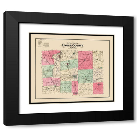 Logan Ohio - Lake 1890 Black Modern Wood Framed Art Print with Double Matting by Lake