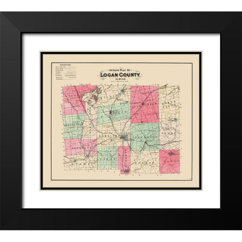 Logan Ohio - Lake 1890 Black Modern Wood Framed Art Print with Double Matting by Lake