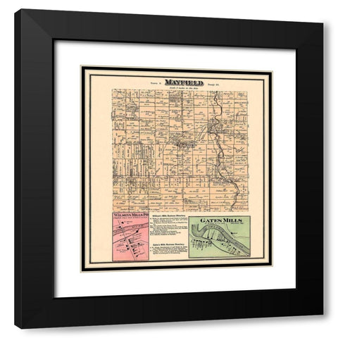 Mayfield Ohio Landowner - Cram 1874 Black Modern Wood Framed Art Print with Double Matting by Cram