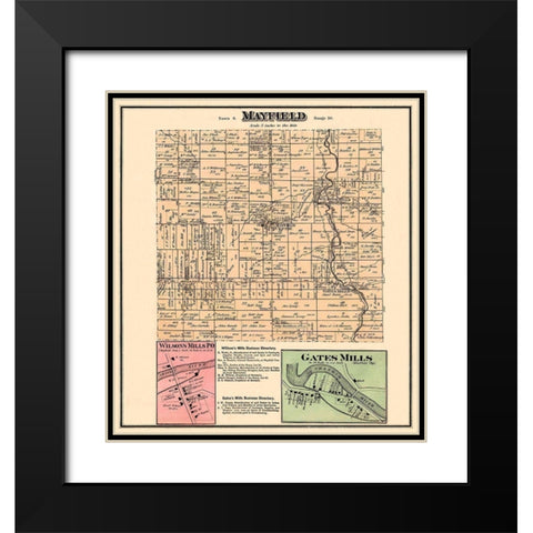Mayfield Ohio Landowner - Cram 1874 Black Modern Wood Framed Art Print with Double Matting by Cram