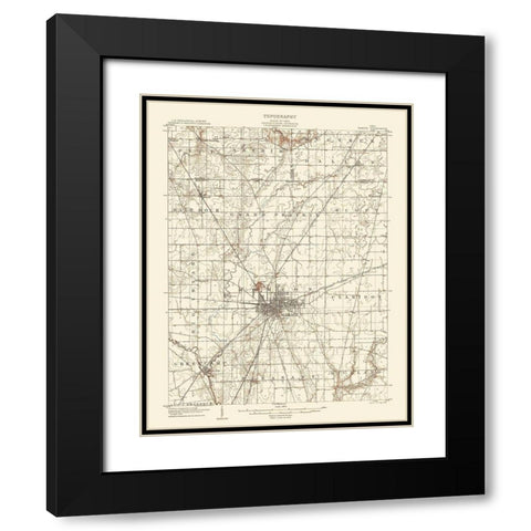 Marion Ohio Quad - USGS 1905 Black Modern Wood Framed Art Print with Double Matting by USGS