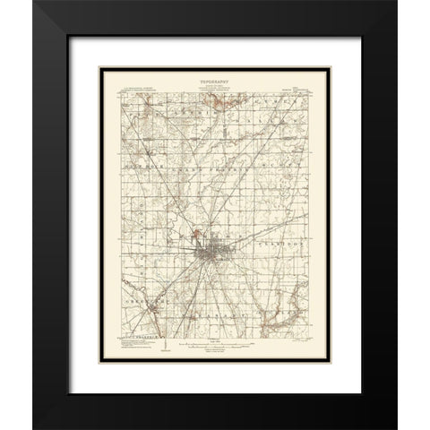 Marion Ohio Quad - USGS 1905 Black Modern Wood Framed Art Print with Double Matting by USGS