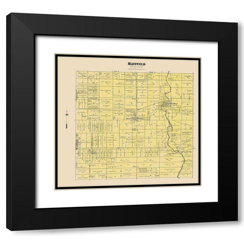 Mayfield Ohio Landowner - Cram 1892 Black Modern Wood Framed Art Print with Double Matting by Cram