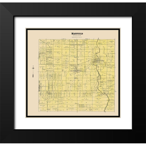 Mayfield Ohio Landowner - Cram 1892 Black Modern Wood Framed Art Print with Double Matting by Cram