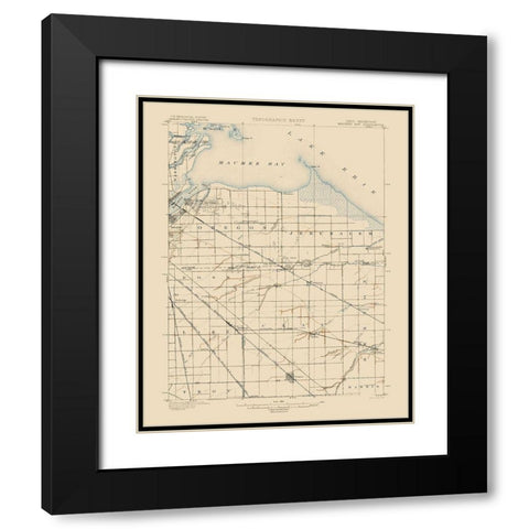 Maumee Bay Ohio Quad - USGS 1900 Black Modern Wood Framed Art Print with Double Matting by USGS