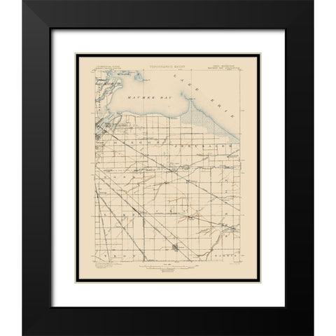 Maumee Bay Ohio Quad - USGS 1900 Black Modern Wood Framed Art Print with Double Matting by USGS
