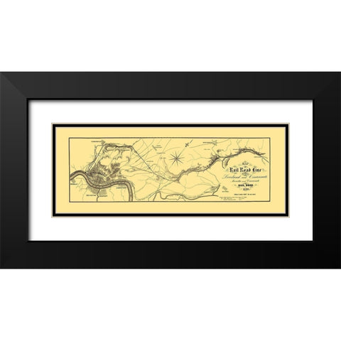 Marietta and Cincinnati Railroad - Jenney 1860 Black Modern Wood Framed Art Print with Double Matting by Jenney