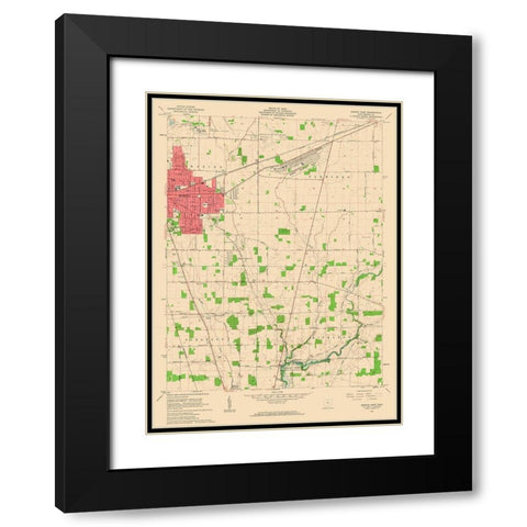 East Marion Ohio Quad - USGS 1961 Black Modern Wood Framed Art Print with Double Matting by USGS