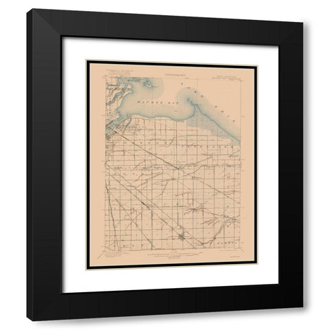 Maumee Bay Ohio Quad - USGS 1900 Black Modern Wood Framed Art Print with Double Matting by USGS