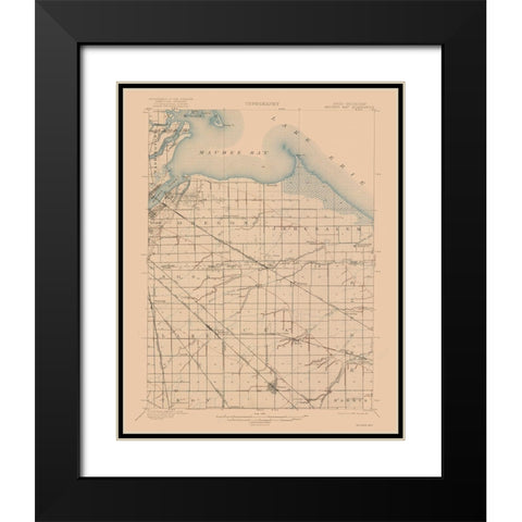 Maumee Bay Ohio Quad - USGS 1900 Black Modern Wood Framed Art Print with Double Matting by USGS