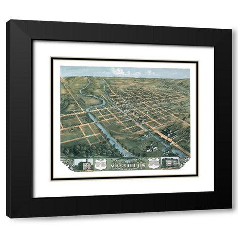 Massillon Ohio - Stoner 1870 Black Modern Wood Framed Art Print with Double Matting by Stoner