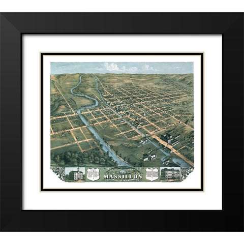 Massillon Ohio - Stoner 1870 Black Modern Wood Framed Art Print with Double Matting by Stoner