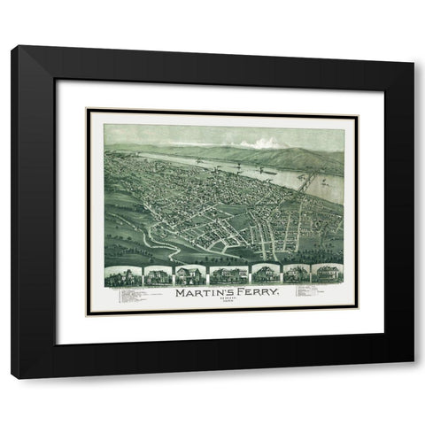 Martins Ferry Ohio - Fowler 1899 Black Modern Wood Framed Art Print with Double Matting by Fowler