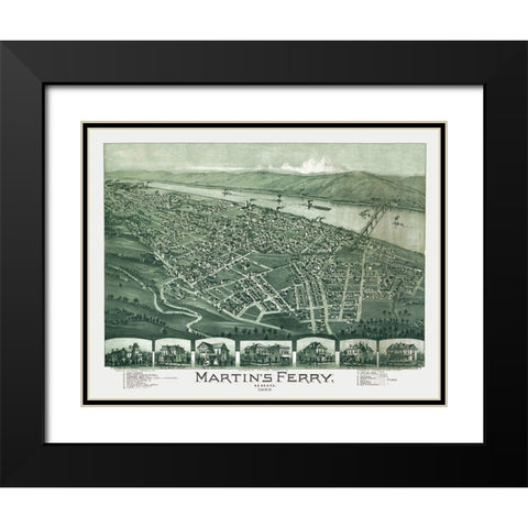 Martins Ferry Ohio - Fowler 1899 Black Modern Wood Framed Art Print with Double Matting by Fowler