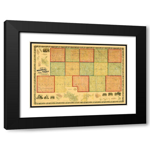 Mahoning County Ohio - Canfield 1860 Black Modern Wood Framed Art Print with Double Matting by Canfield