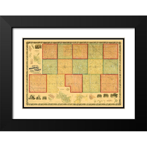Mahoning County Ohio - Canfield 1860 Black Modern Wood Framed Art Print with Double Matting by Canfield