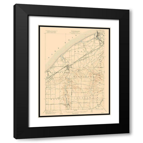 Mentor Ohio Quad - USGS 1907 Black Modern Wood Framed Art Print with Double Matting by USGS