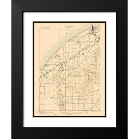 Mentor Ohio Quad - USGS 1907 Black Modern Wood Framed Art Print with Double Matting by USGS