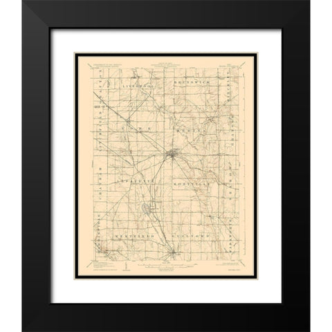 Medina Ohio Quad - USGS 1906 Black Modern Wood Framed Art Print with Double Matting by USGS