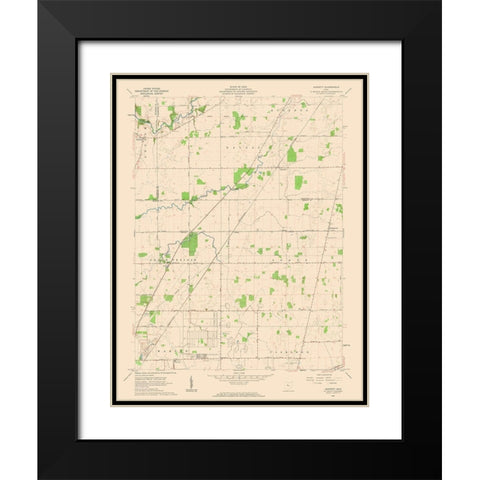 Monnett Ohio Quad - USGS 1961 Black Modern Wood Framed Art Print with Double Matting by USGS