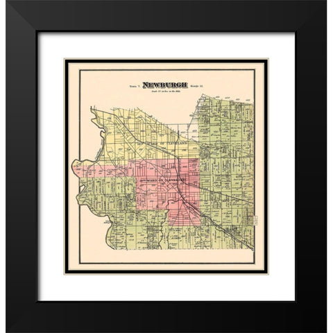 Newburgh Ohio Landowner - Titus 1874 Black Modern Wood Framed Art Print with Double Matting by Titus