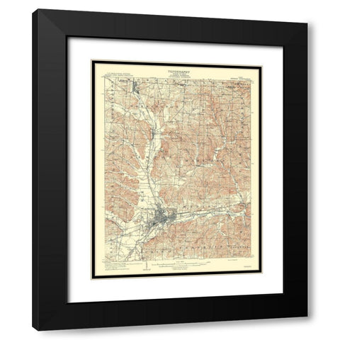 Newark Ohio Quad - USGS 1909 Black Modern Wood Framed Art Print with Double Matting by USGS