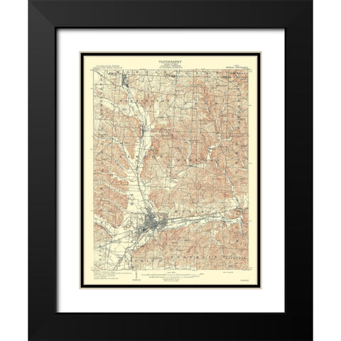Newark Ohio Quad - USGS 1909 Black Modern Wood Framed Art Print with Double Matting by USGS