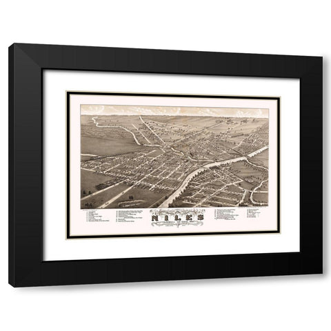 Niles Ohio - Stoner 1882 Black Modern Wood Framed Art Print with Double Matting by Stoner