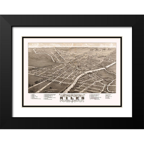 Niles Ohio - Stoner 1882 Black Modern Wood Framed Art Print with Double Matting by Stoner