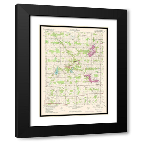 Nettle Lake Ohio Quad - USGS 1961 Black Modern Wood Framed Art Print with Double Matting by USGS