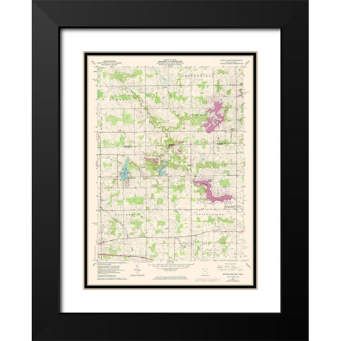 Nettle Lake Ohio Quad - USGS 1961 Black Modern Wood Framed Art Print with Double Matting by USGS