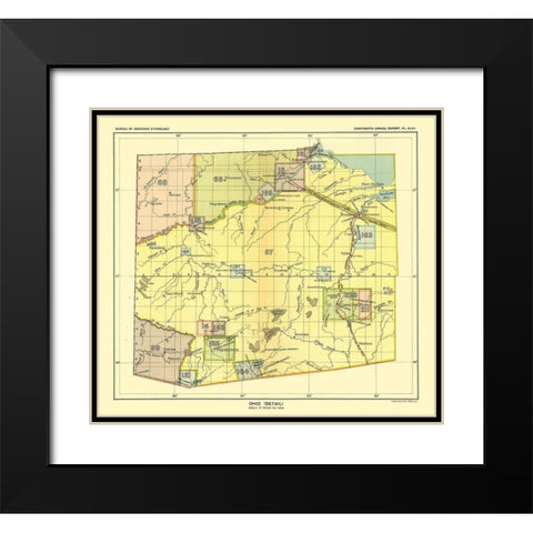Ohio - Detail - Hoen 1896 Black Modern Wood Framed Art Print with Double Matting by Hoen