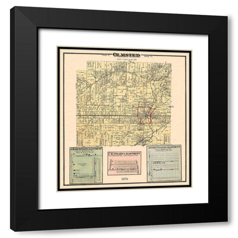 Olmsted Ohio Landowner - Titus 1876 Black Modern Wood Framed Art Print with Double Matting by Titus