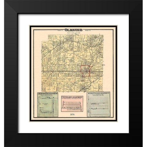Olmsted Ohio Landowner - Titus 1876 Black Modern Wood Framed Art Print with Double Matting by Titus